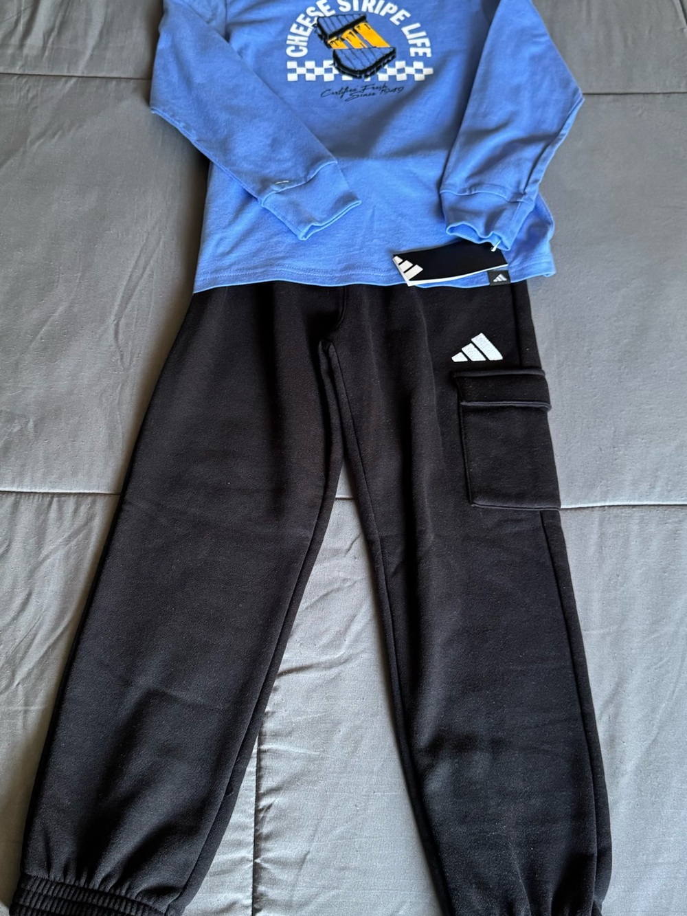 adidas Kids Black Cargo Jogger Sweatpants with White Logo